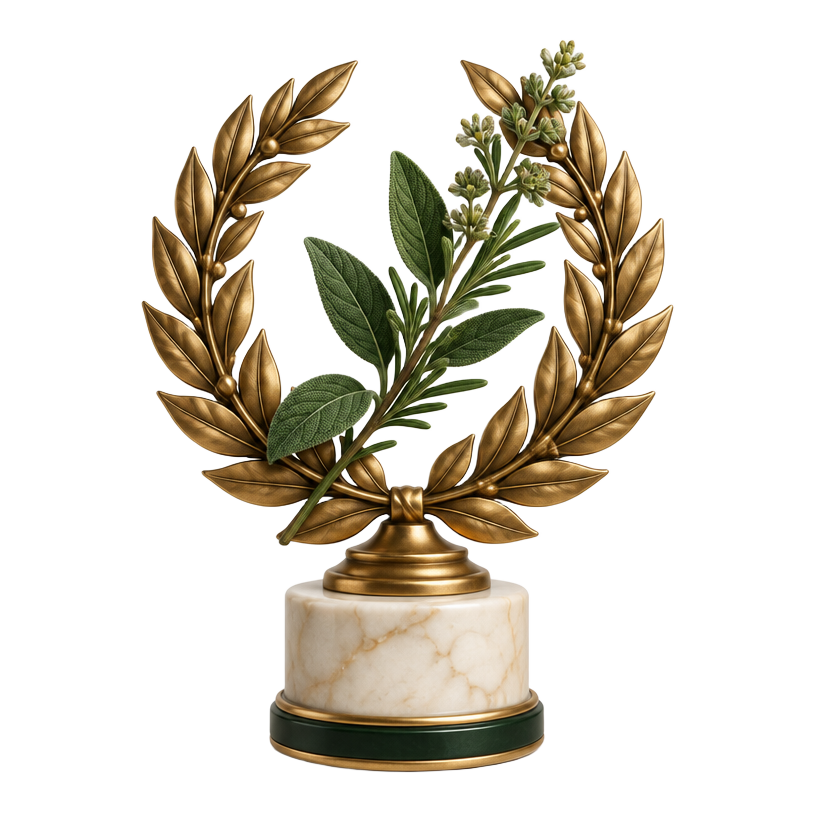 Virtual bronze-gold laurel crown trophy for Best New Strain in the DMV 2024